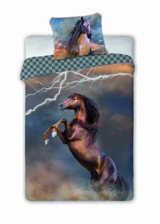 Pościel młodzieżowa 03 HORSES PIORUN 140x200cm + poduszka 70x90cm
