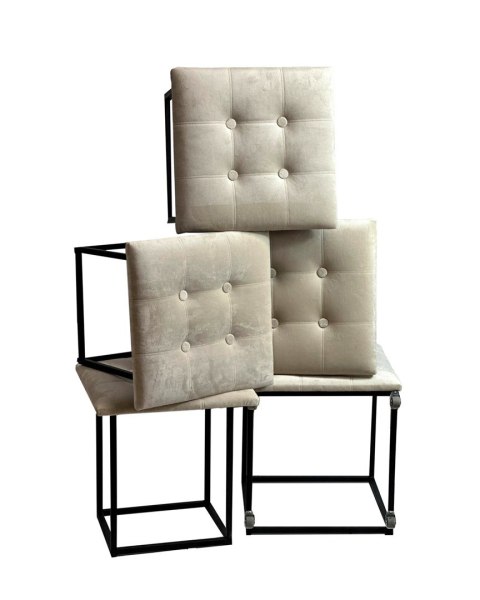 Puf-transformator 5w1 - 5 taboretów w 1 pufie kremowy velvet 2250