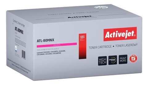 Activejet ATL-80MNX Toner (zamiennik do Lexmark 80C2HME, Supreme; 3000 stron; czerwony)