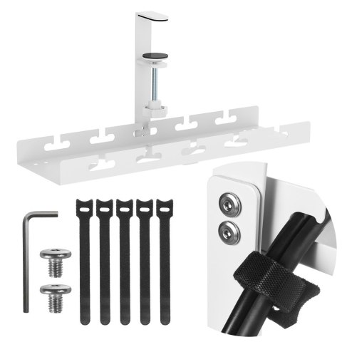 MACLEAN ORGANIZER PODBIURKOWY NA KABLE, MAX. OBCIĄŻENIE 5KG, BIAŁY MC-105 W