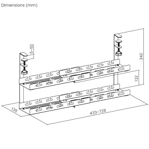 MACLEAN ORGANIZER PODBIURKOWY NA KABLE, MAX. OBCIĄŻENIE 5KG, MAX. 728MM, 2 POZIOMY, BIAŁY MC-102 W