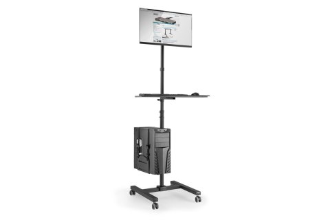 DIGITUS STOJAK - MOBILNA STACJA ROBOCZA 1XLCD MAX.32" MAX.8KG + KLAWIATURA + PC MAX.10KG, UCHYL.-OBROT. DA-90374 (WYPRZEDAŻ)