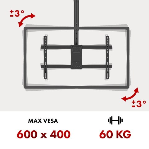 MACLEAN UCHWYT SUFITOWY DLA TV, MAX. OBCIĄŻENIE 60KG, 43-86", MAX VESA 600X400 MC-112 B