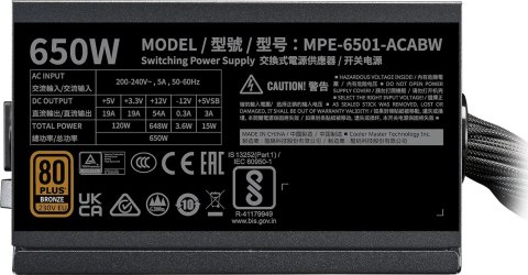 COOLER MASTER ZASILACZ MWE Bronze V3 650 W