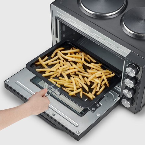 SEVERIN MINI PIEKARNIK Z PŁYTAMI DO GOTOWANIA, ZAKRES TEMP. 100°C-230°C, TIMER DO 120 MIN, 30 L, 1500W TO2074