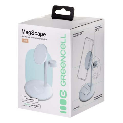 GREEN CELL ŁADOWARKA INDUKCYJNA - STOJAK GC MAGSCAPE 3W1 MAGSAFE MAGNETYCZNA BIAŁA