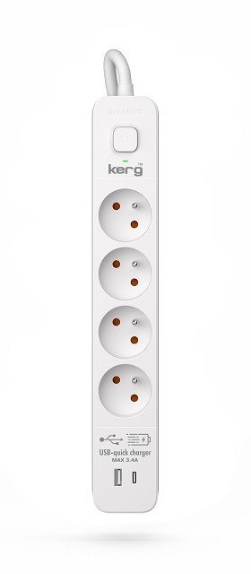 Listwa zasilająca KERG z wyłącznikiem-4 gniazda USBC+USBA 16A 3m
