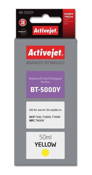 Activejet AB-5000Y Buteleczka z tuszem (zamiennik do Brother BT-5000Y; Supreme; 50 ml; 5000 str., żółty)