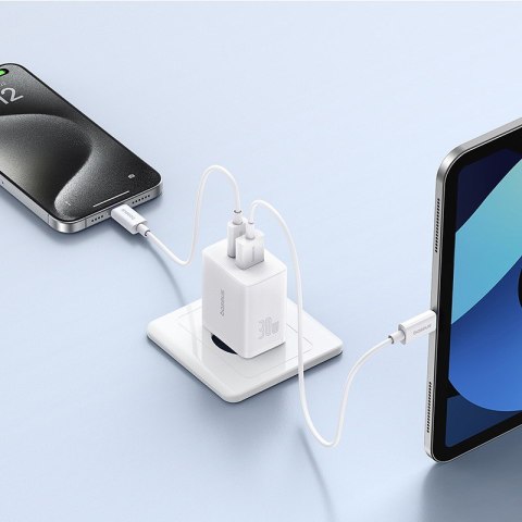 Ładowarka sieciowa Baseus Cube C+U 30W EU (moon white)