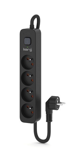 Listwa zasilająca KERG z wyłącznikiem-4 gniazda 16A 1,5m ; czarny