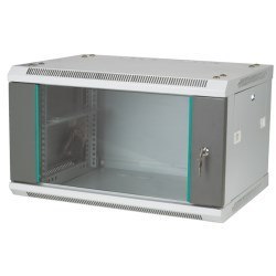 Q-LANTEC Szafa rack wisząca 19" 4U 600x450, drzwi szklane, kolor szary