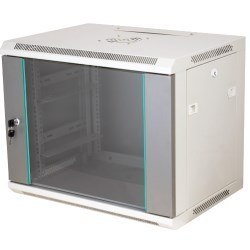 Q-LANTEC Szafa rack wisząca 19" 9U 600x450, drzwi szklane, kolor szary
